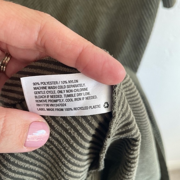 Prologue Olive Green Elbow Sleeve Corduroy Dress midi western size XS excellent - Picture 5 of 8